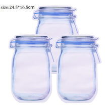 Load image into Gallery viewer, 5Pcs Reusable Mason Jar Bottles Bags Nuts Candy Cookies Bag Seal Fresh Food Storage Bag Snacks Zipper Sealed Kitchen Organizer